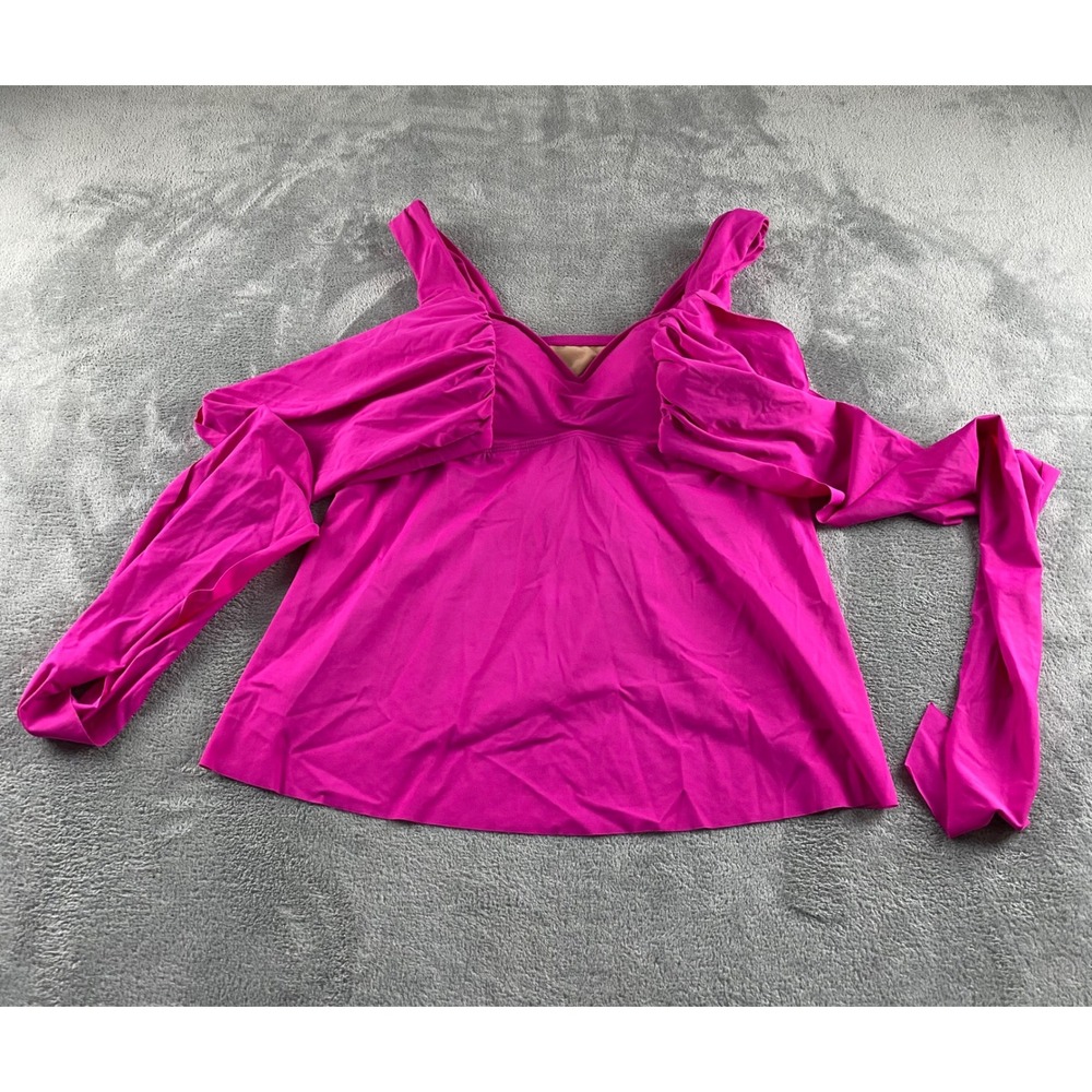 Kim Gravel x Swimsuits For All Pink Ruffle Tankini Top Size 18 Sweetheart Neck